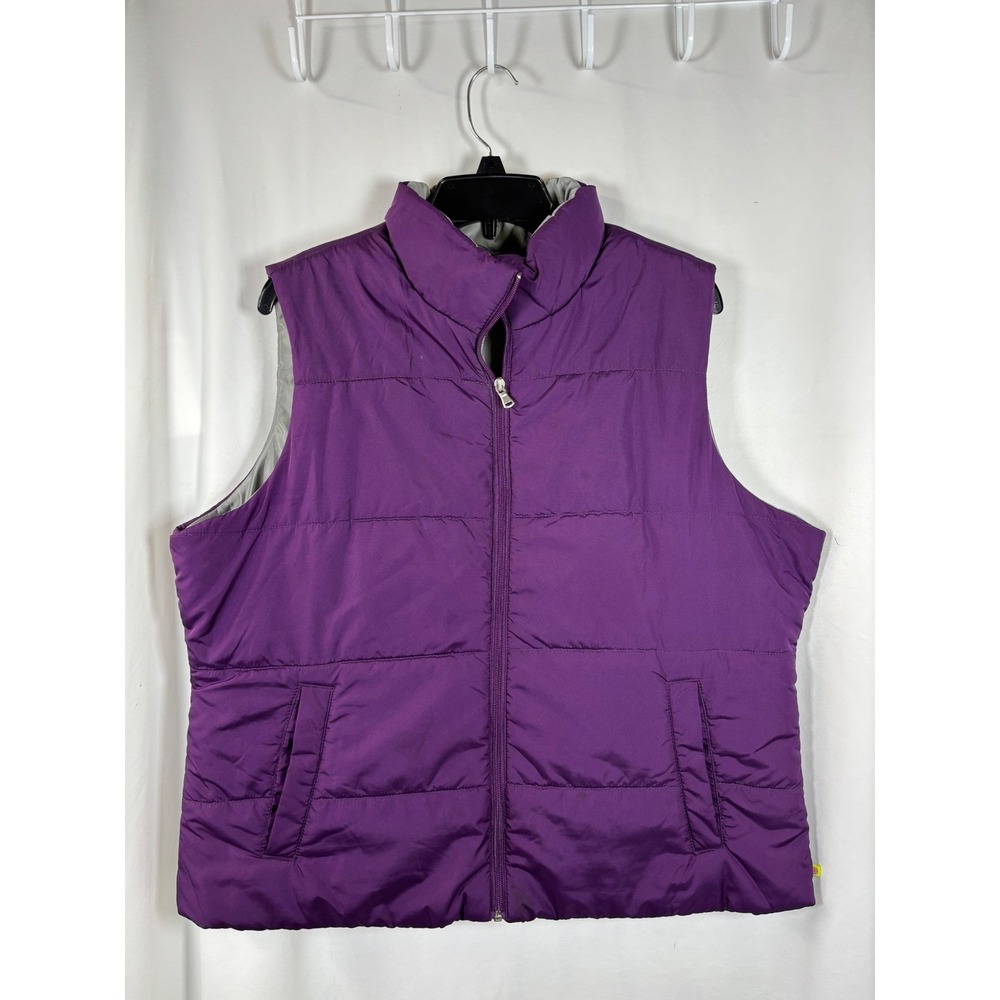 Made for Life Womens Purple Puffer Vest XL Full Zip Quilted Mock Neck RN 93677